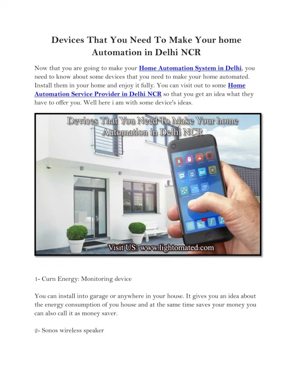 Devices That You Need To Make Your home Automation in Delhi NCR