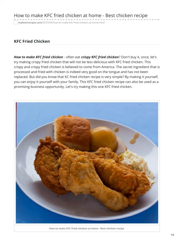 How to make KFC fried chicken at home - Best chicken recipe
