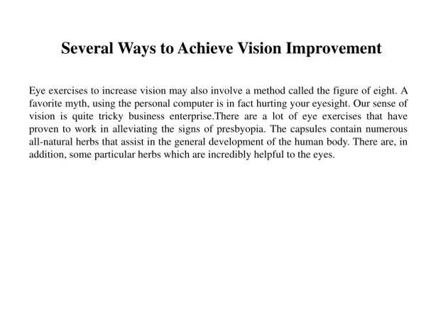 Several Ways to Achieve Vision Improvement