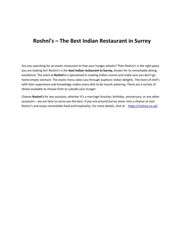 roshni s the best indian restaurant in surrey