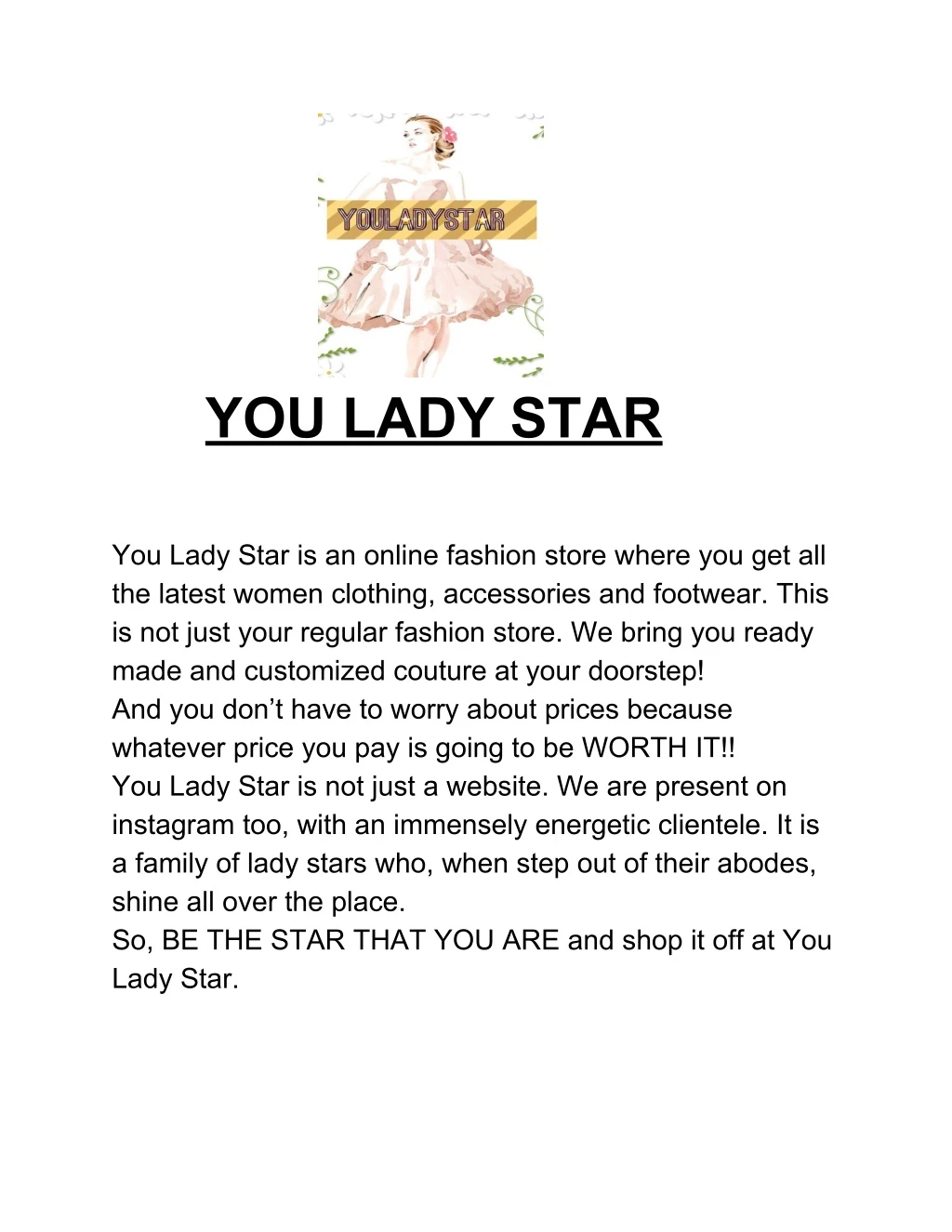 you lady star you lady star is an online fashion
