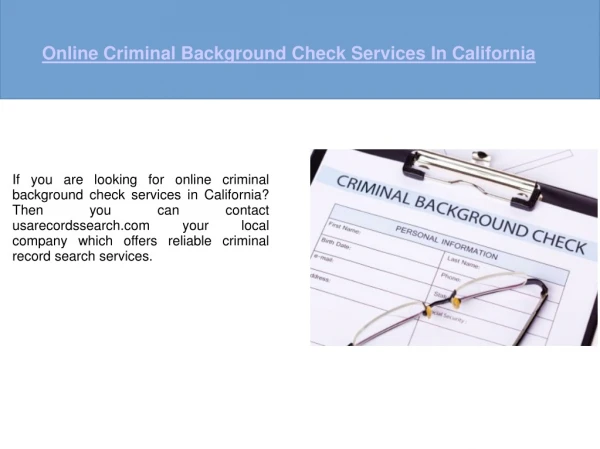 Criminal Background Check California