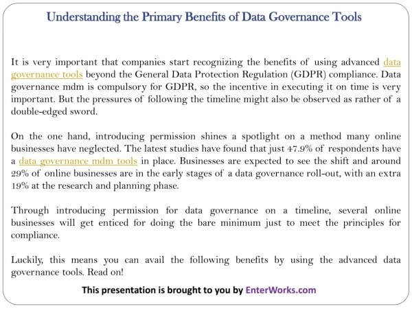 understanding the primary benefits of data