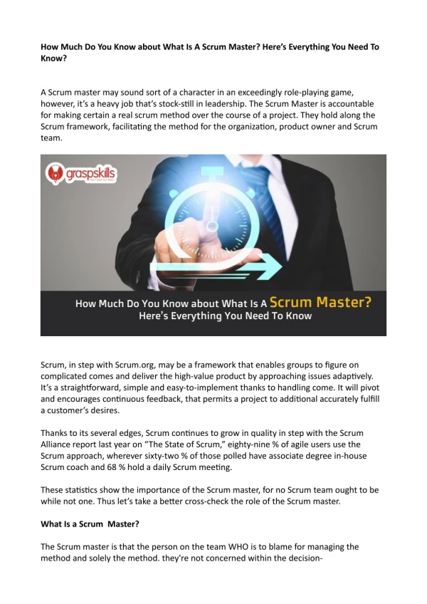 How Much Do You Know about What Is A Scrum Master?