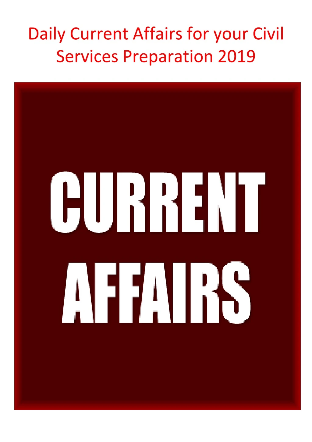 daily current affairs for your civil services preparation 2019
