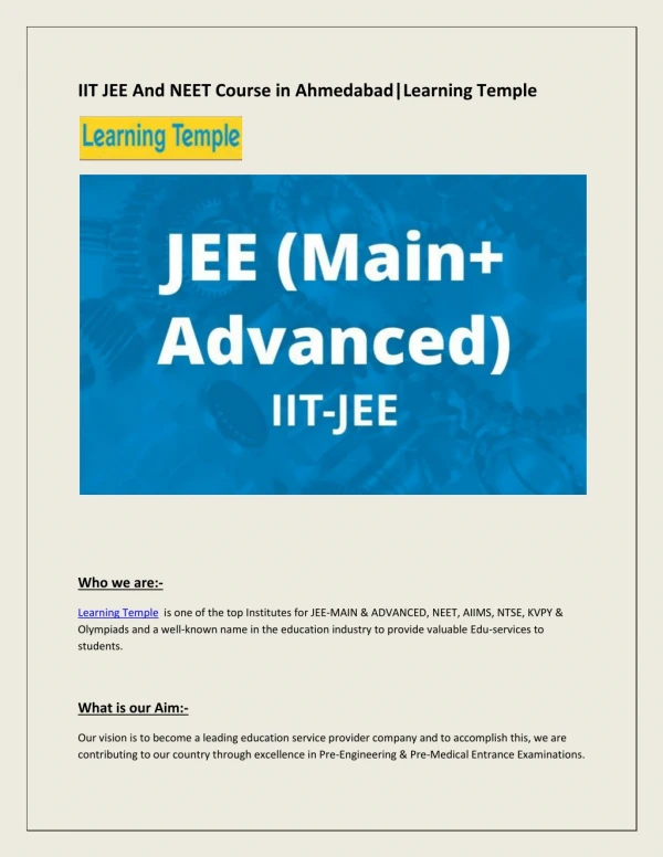 iit jee and neet course in ahmedabad learning