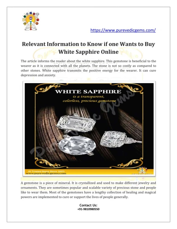 Buy White Sapphire Online