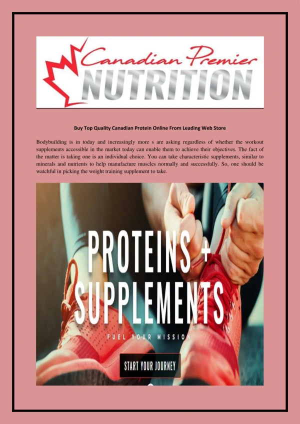 Buy Top Quality Canadian Protein Online From Leading Web Store