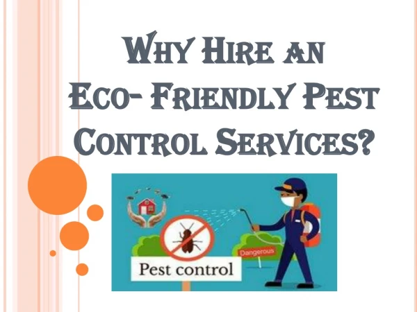 Why Hire an Eco- Friendly Pest Control Services?