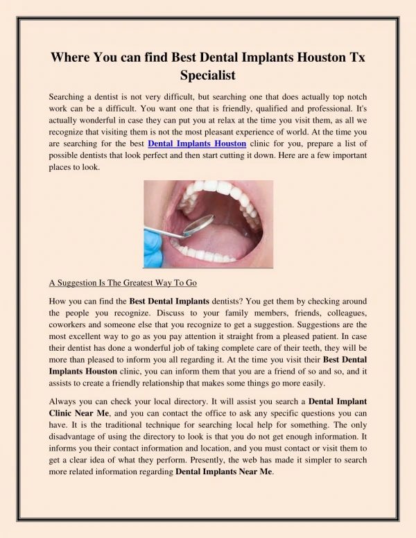 Where You can find Best Dental Implants Houston Tx Specialist