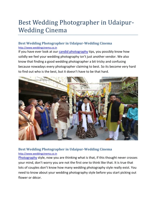 Best Wedding Photographer in Udaipur-Wedding Cinema