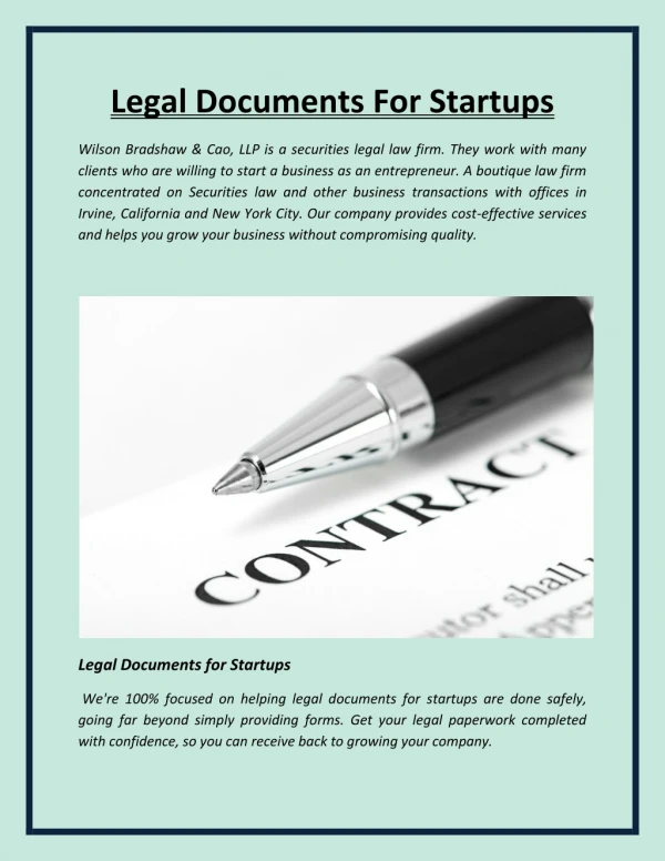 Legal Documents For Startups