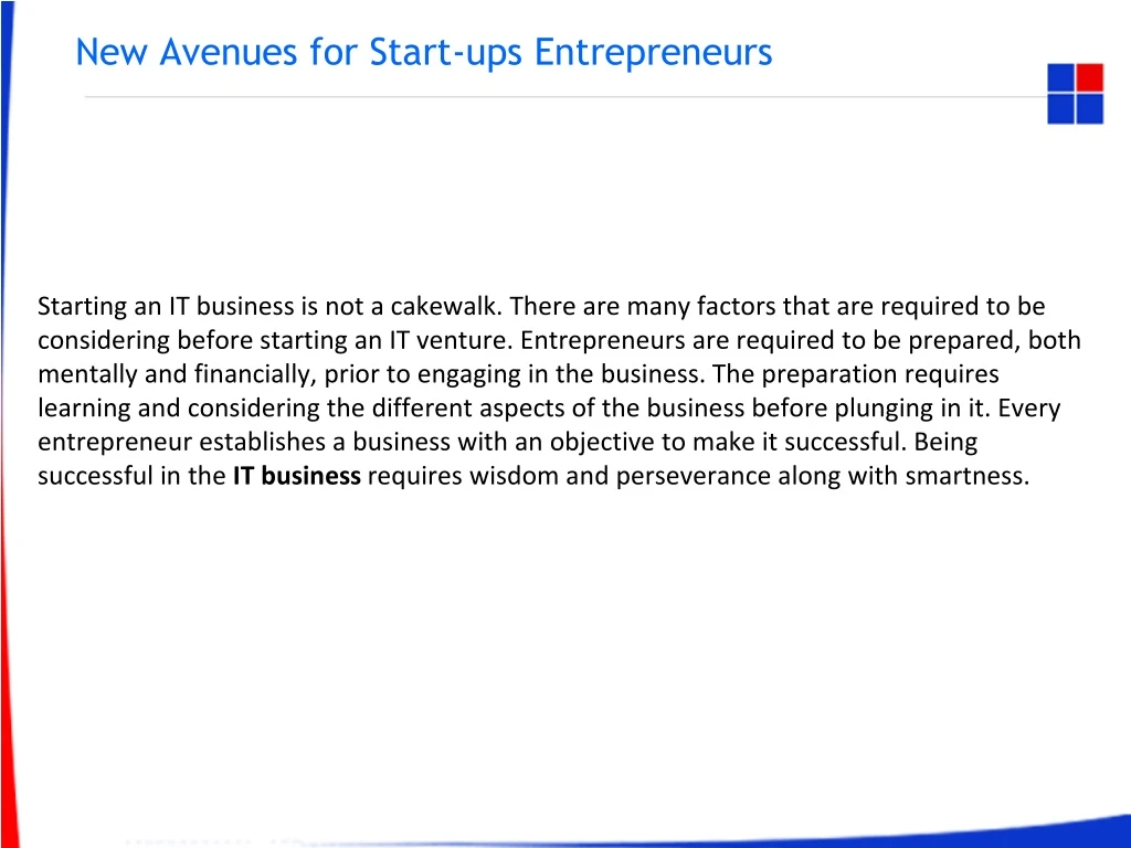 new avenues for start ups entrepreneurs