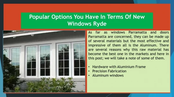 Features To Look For In Aluminium Windows and Doors Parramatta