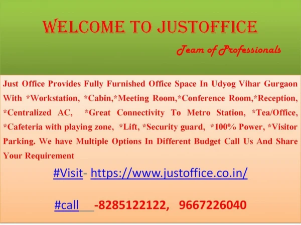 Corporate office space for rent in Gurgaon || 9667226040