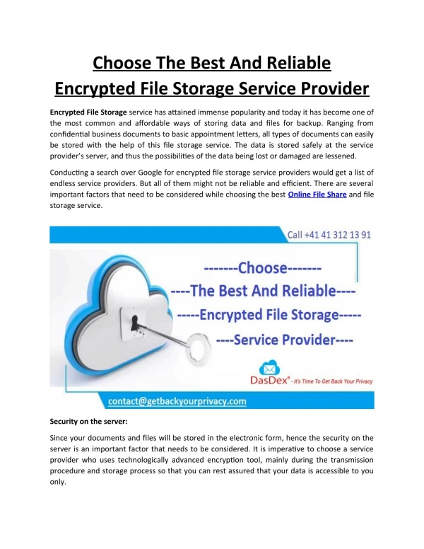 Choose The Best And Reliable Encrypted File Storage Service Provider