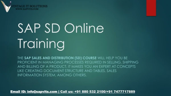 SAP SD training in Hyderabad, Chennai, Bangalore, Pune, India