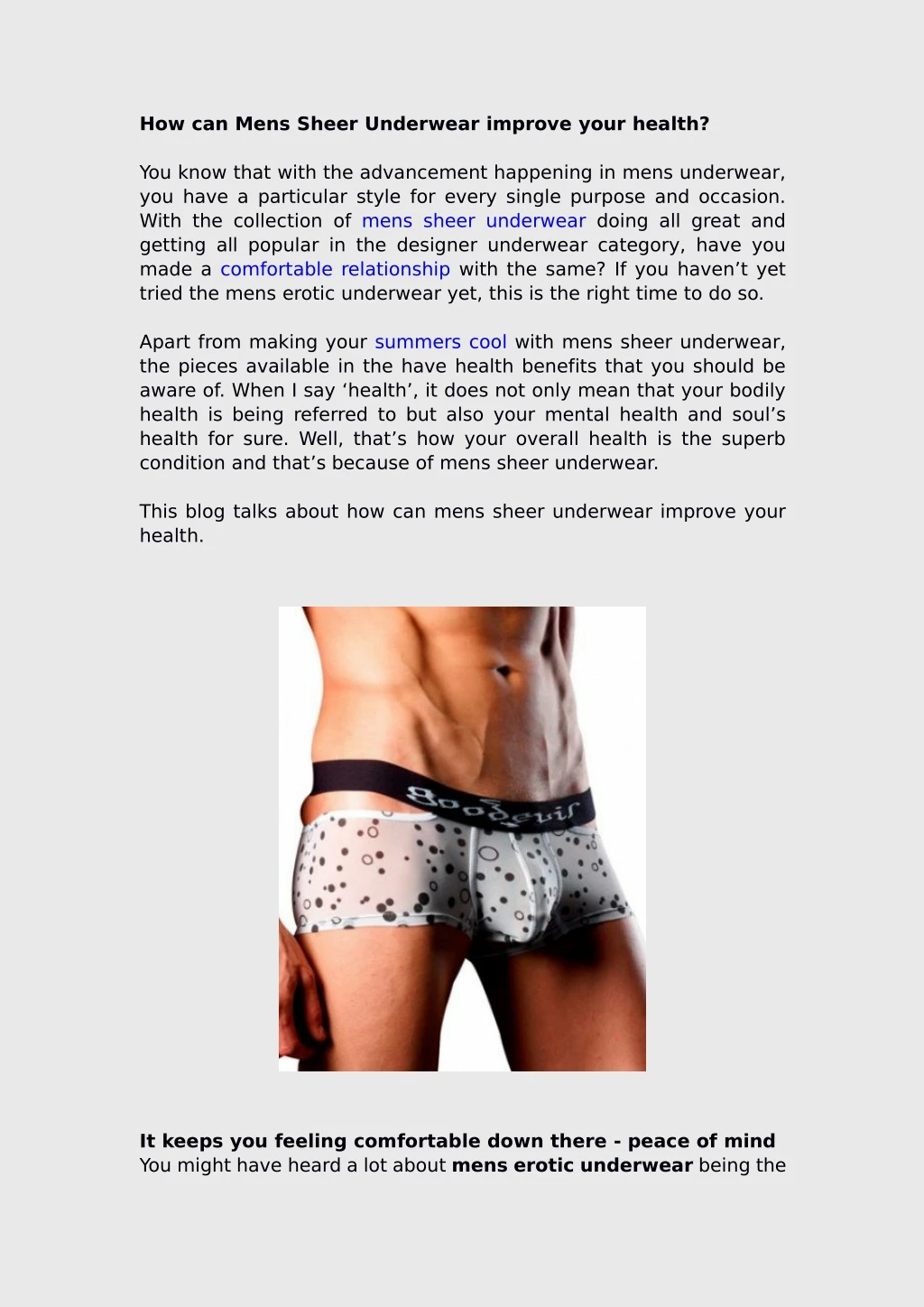 how can mens sheer underwear improve your health