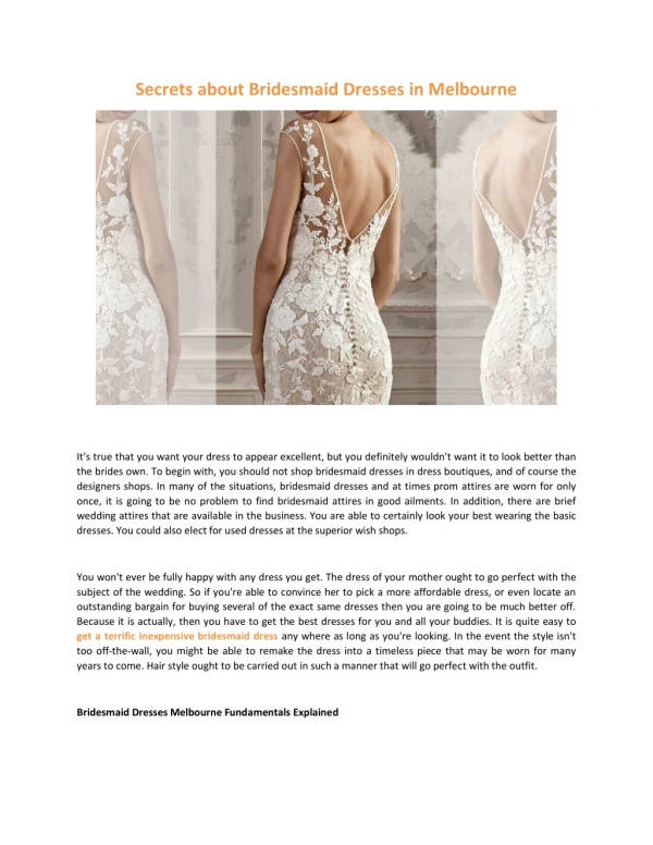 secrete about bridesmaid dresses in melbourne