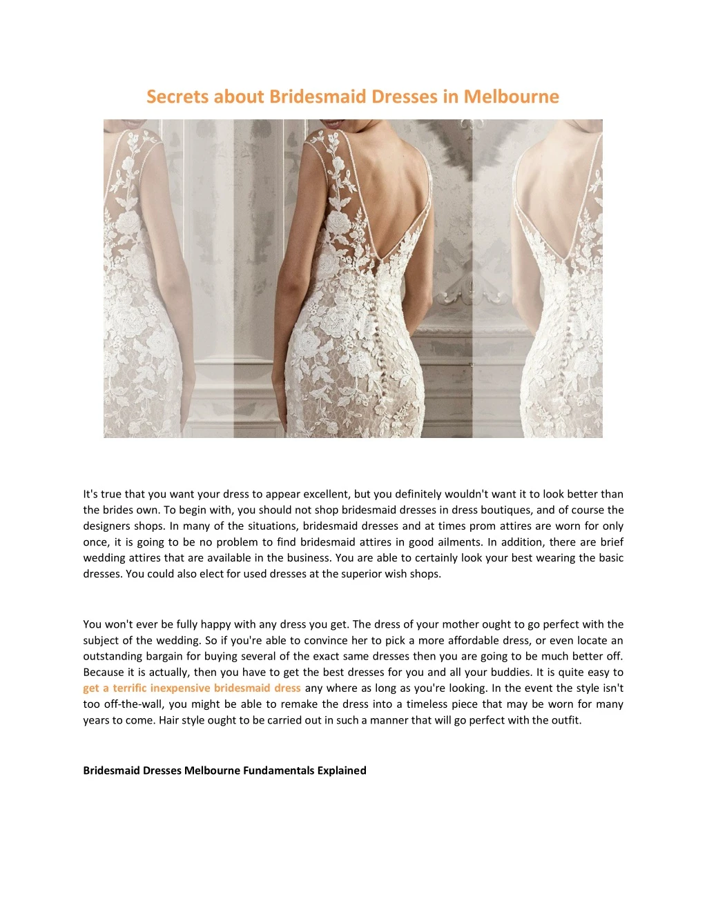 secrets about bridesmaid dresses in melbourne