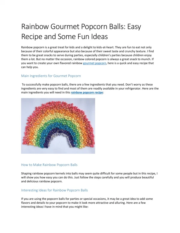 Rainbow Gourmet Popcorn Balls: Easy Recipe and Some Fun Ideas