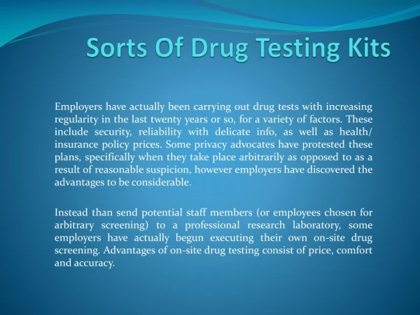 Sorts Of Drug Testing Kits