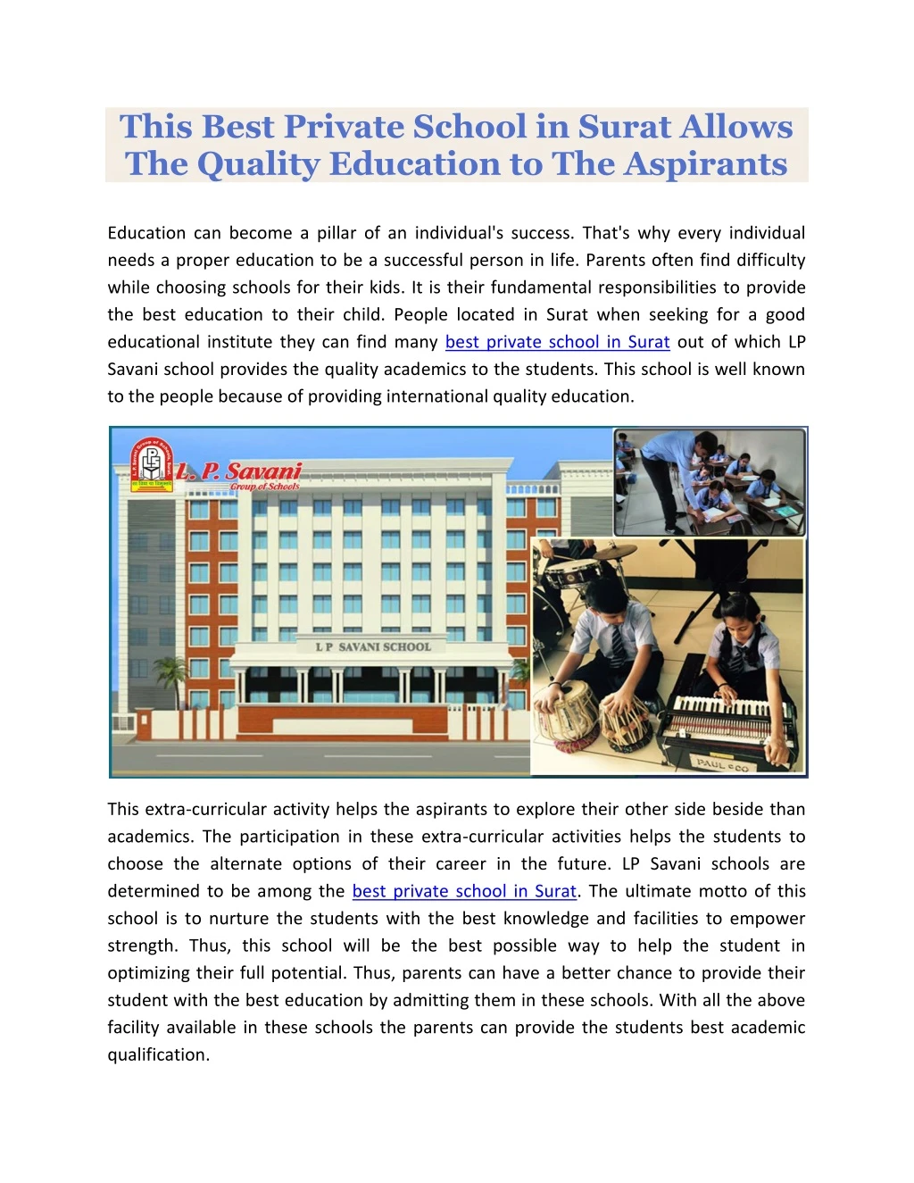 this best private school in surat allows
