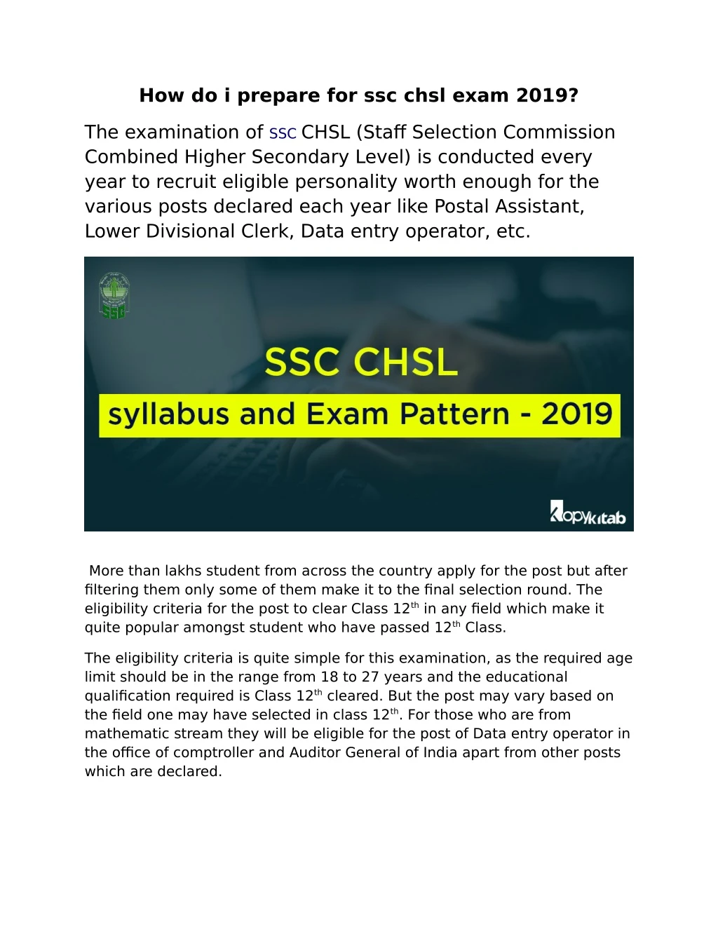 how do i prepare for ssc chsl exam 2019