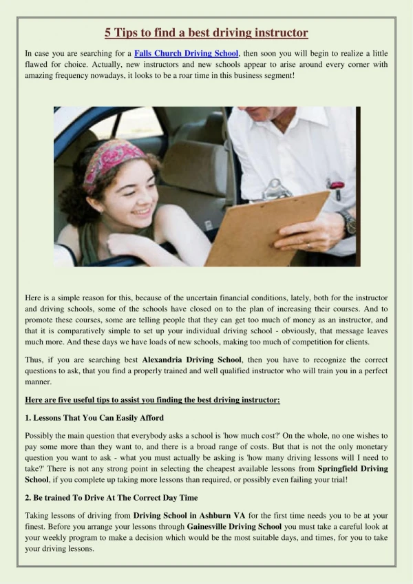 5 Tips to find a best driving instructor