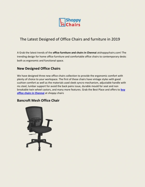 The Latest Designed of Office Chairs and furniture in 2019