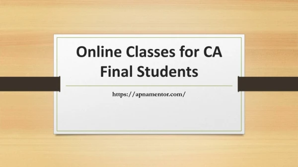 Apna Mentor | Online Classes for CA Final Students