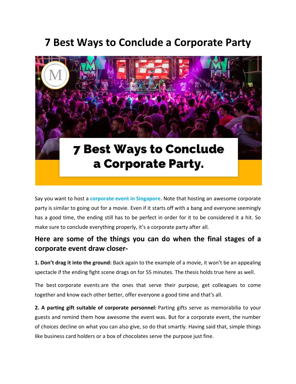 7 best ways to conclude a corporate party