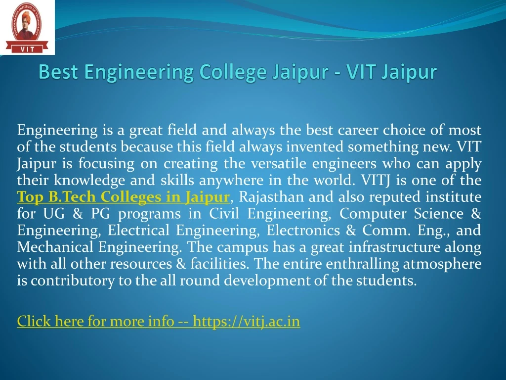 best engineering college jaipur vit jaipur