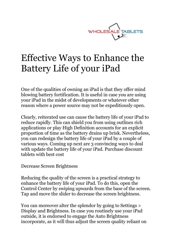 Effective Ways to Enhance the Battery Life of your iPad