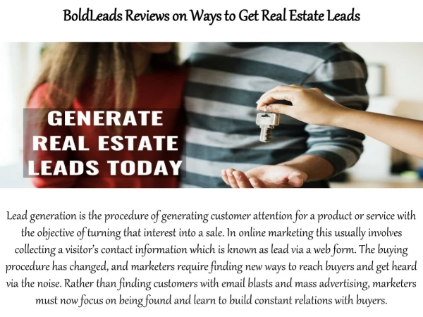 BoldLeads Reviews on Ways to Get Real Estate Leads