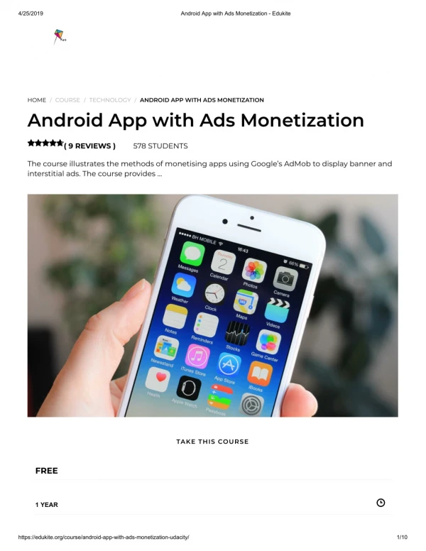 Android App with Ads Monetization - Edukite