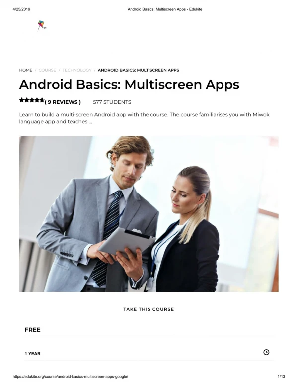 Android Basics_ Multiscreen Apps - Edukite