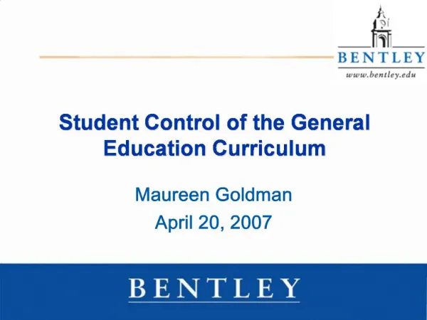 Student Control of the General Education Curriculum