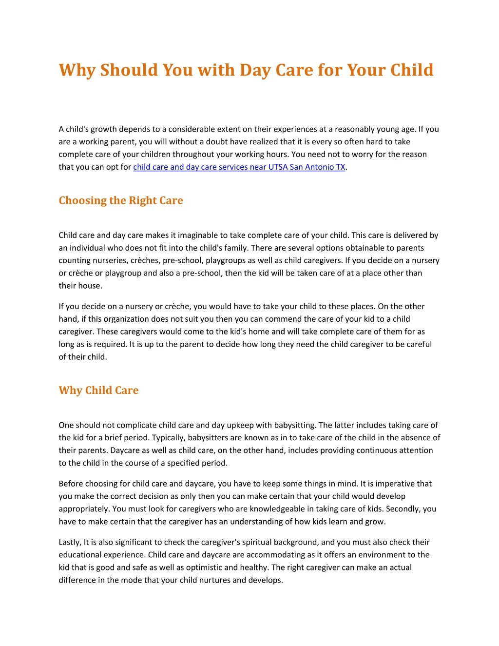 why should you with day care for your child