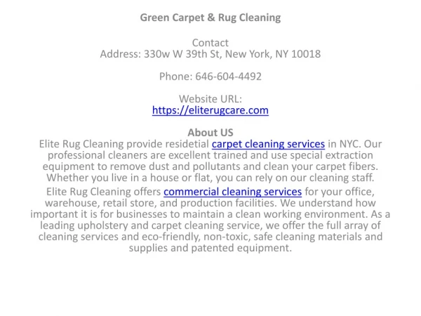 Green Carpet & Rug Cleaning