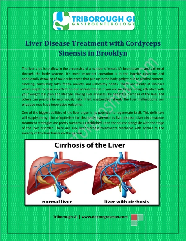 Liver Disease Treatment With Cordyceps Sinensis in Brooklyn - www.doctorgrosman.com