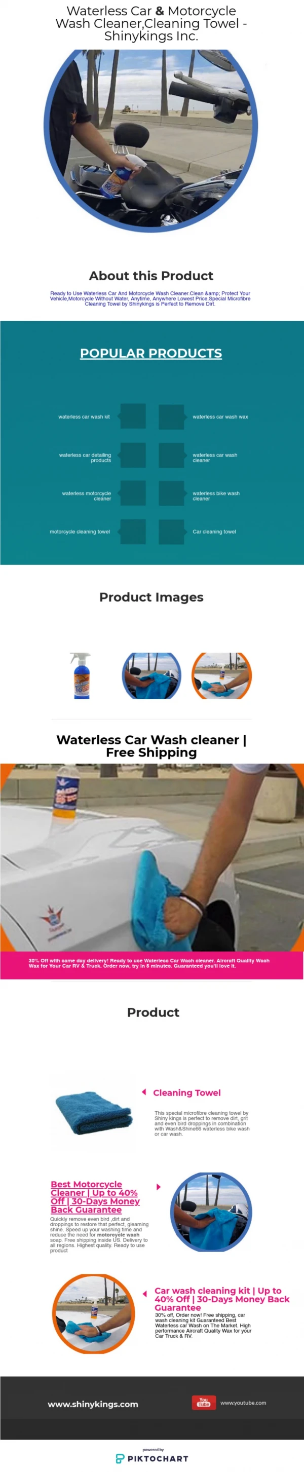 Waterless Car &amp; Motorcycle Wash Cleaner,Cleaning Towel - Shinykings Inc.