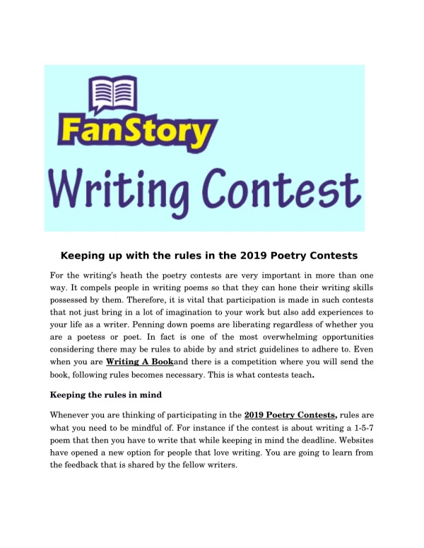 Keeping up with the rules in the 2019 Poetry Contests