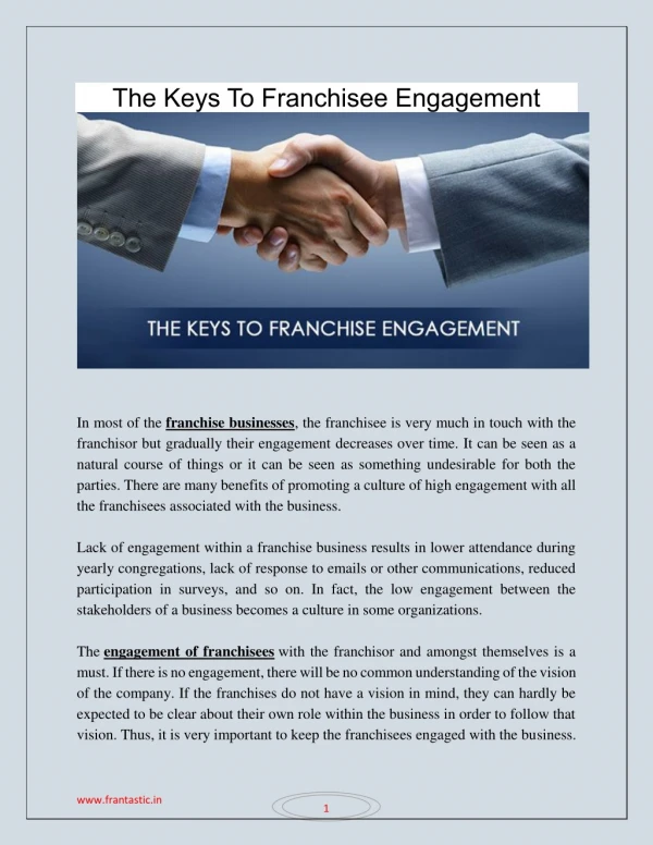 The Keys To Franchisee Engagement