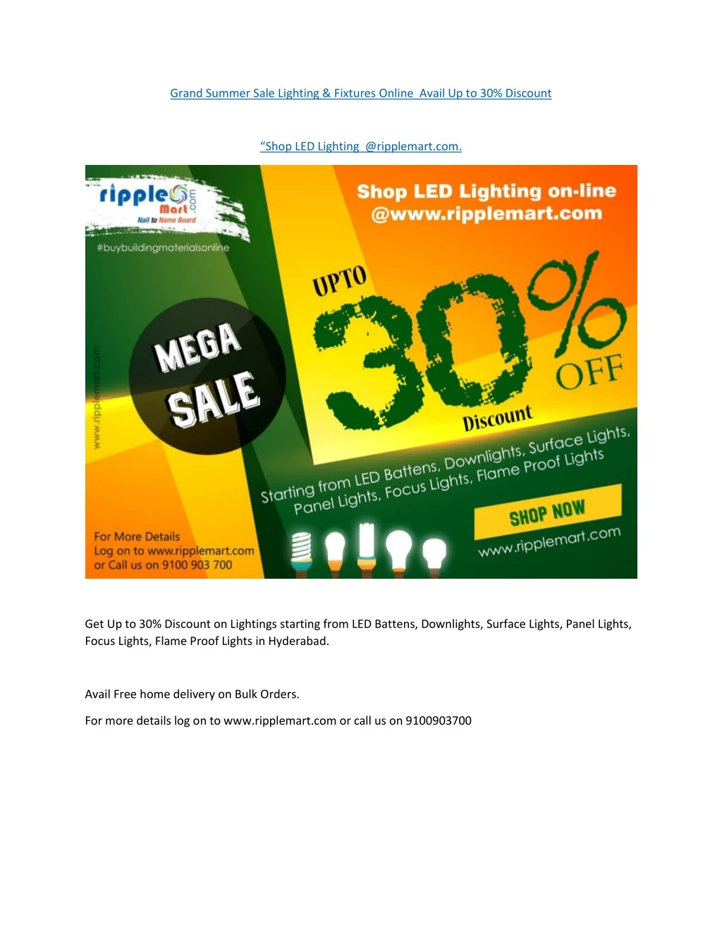 grand summer sale lighting fixtures online avail