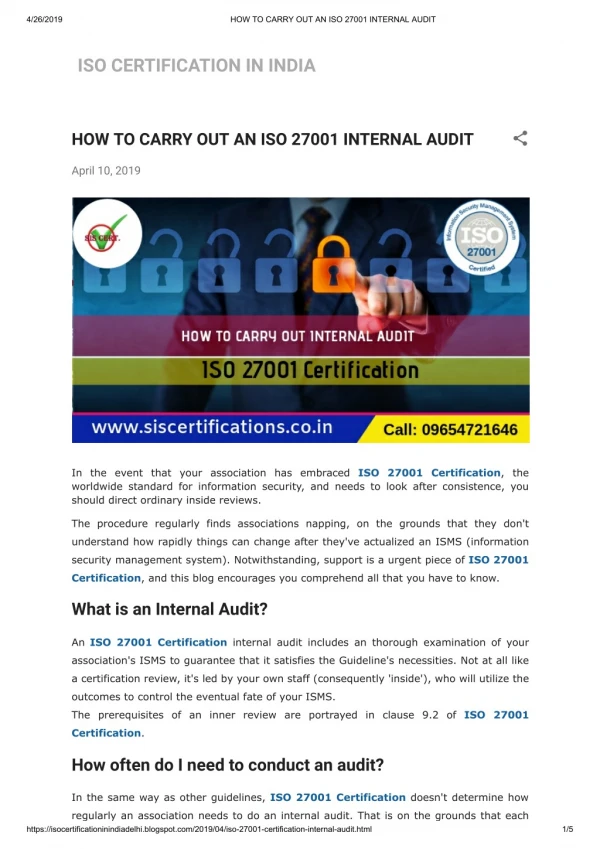HOW TO CARRY OUT AN ISO 27001 CERTIFICATION INTERNAL AUDIT?