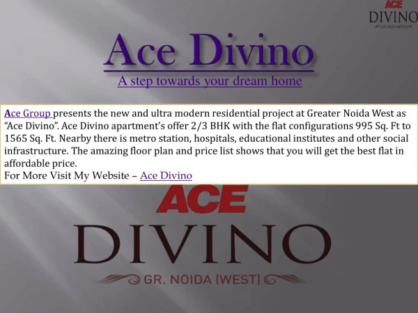 Ace Group | Ace Divino 3 bhk Apartment For sale