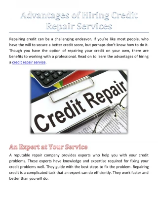 Advantages of Hiring Credit Repair Services