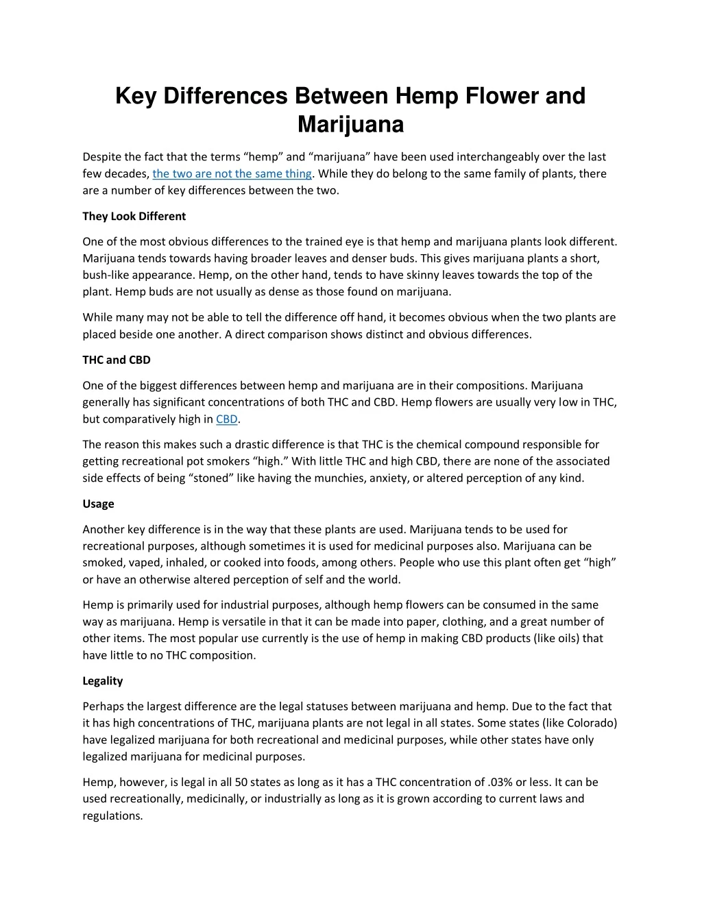 key differences between hemp flower and marijuana