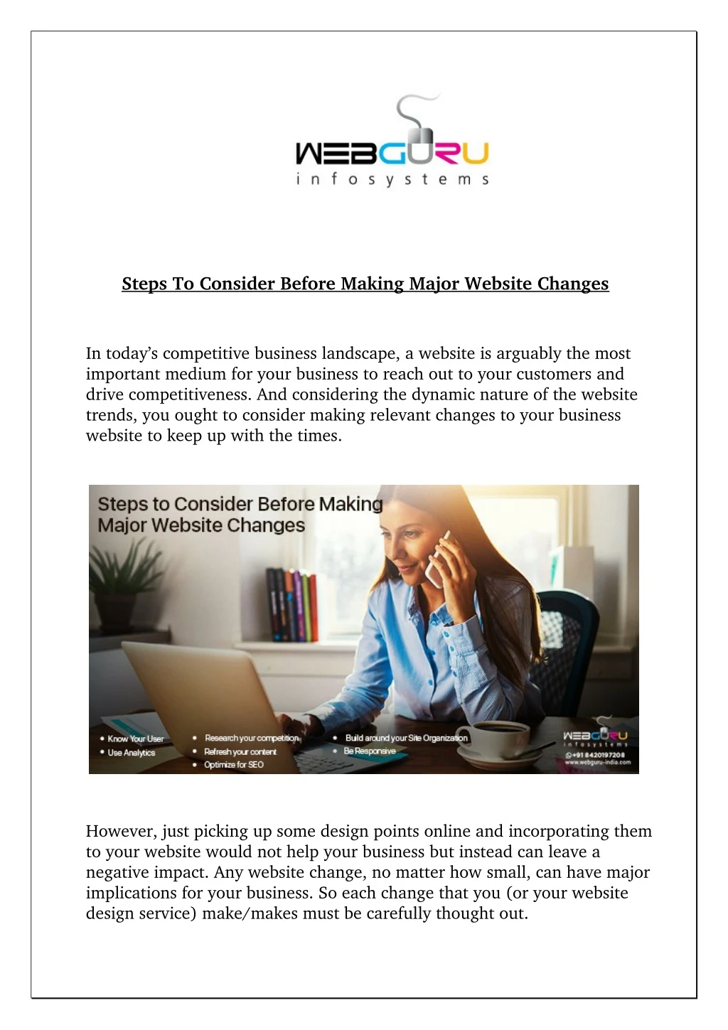 steps to consider before making major website